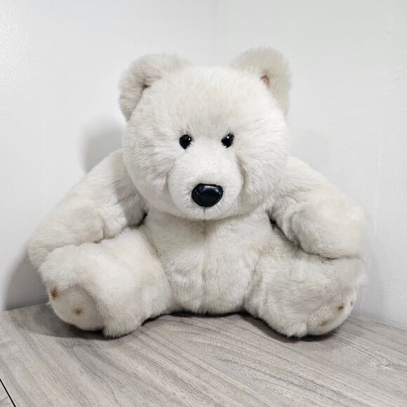 24k Polar Puff White Polar Bear Plush Stuffed Animal Hunched Over NEW - Picture 1 of 6